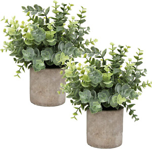 Mini Potted Plants Artificial Eucalyptus Boxwood Rosemary Faux Herbs Small House