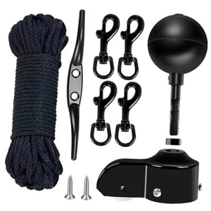 Flagpole Hardware Repair Parts Kit,50 Feet Halyard Rope+3" Ball+6" Zinc Black - Picture 1 of 8