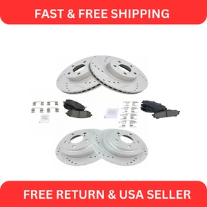 Front & Rear Performance Drilled Slotted Rotor & Ceramic Brake Pad Kit - Picture 1 of 10