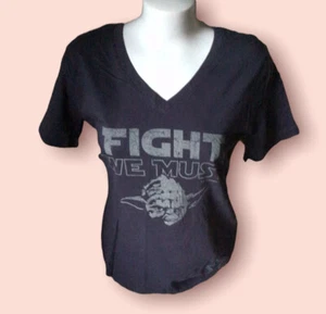 NFL DALLAS COWBOYS STAR WARS Yoda Navy Blue V-Neck T-Shirt Womens M NWT New 6 8 - Picture 1 of 5