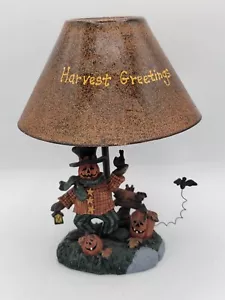 Scarecrow Pumpkin Votive Candle Scene Tin Shade Crazy Mountain Resin Fall  7" - Picture 1 of 8