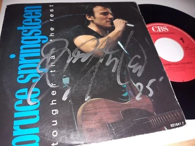 bruce SPRINGSTEEN autograph 45t TOUGHER THAN THE REST signed live concert 2025 - Photo 1/2