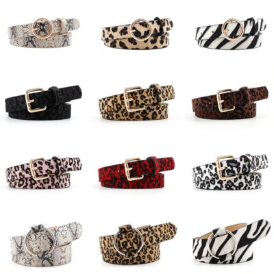 Mujeres Dama Leopardo Cebra Serpiente Patrón Cintura Metal Hebilla Vestido Jeans Cinturón Foto 1 de 4