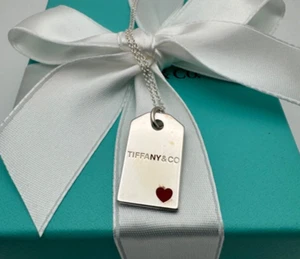 Tiffany &Co Rectangle NY Tag Charm Pendant Necklace 18/20 in.Sterling Silver 925 - Picture 1 of 6