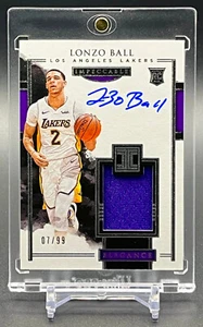 2017-18 Lonzo Ball Impeccable Elegance /99 RC On Card Auto RPA Worn Patch - Picture 1 of 2