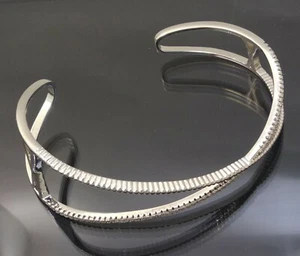 18K White Gold Filled Stunning Italian Simulated Diamond 18ct GF Cuff Bangle 6cm - Picture 1 of 11