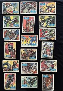 Menge (18) 1966 Batman blaue Fledermaus Serie B Puzzle Sammelkarten minderwertig schlecht