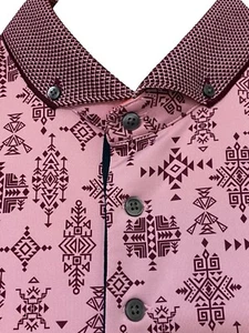 Greyson Shirt Mens Large Pink Spirit World Polo Golf Peformance Stretch Aztec - Picture 1 of 14