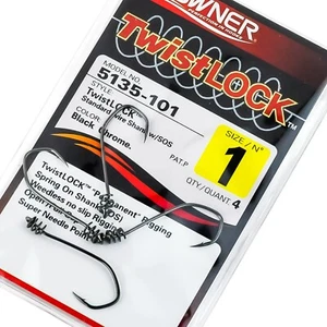 OWNER Twistlock 5135 Spring On Shank Standard Wire Soft Bait Hook Size 1 4ct - Picture 1 of 4