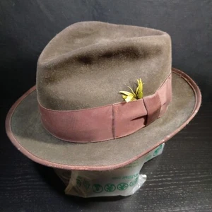 Vintage Lee Water Bloc Fifth Avenue Fedora - Brown Thomson - Long Oval 6-7/8 - Picture 1 of 8