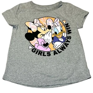 Girls Official Disney Minnie Mouse & Daisy Short Sleeve Gray Shirt Youth Size L - Picture 1 of 4
