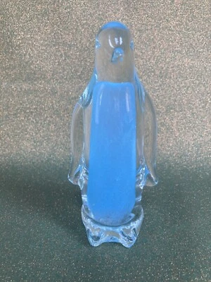 Hand Blown Glass Penguin 🐧 Figurine Ornament Paperweight Festive Present Gift - Image 1 of 2