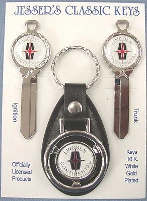 White/Silver Lincoln CONTINENTAL White Gold Classic Key Set 1973 1974 1975 - Image 1 of 4
