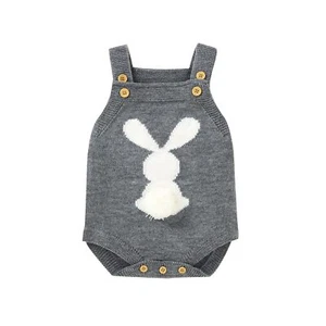 Baby Bunny Easter Knit Rompers Clothes Sleeveless Toddler Jumpsuit Cute Outfi... - Picture 1 of 6