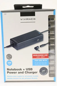 Vivanco Universal Ladegerät Notebook 120W 19V Netzteil Ladekabel USB Laptop 338 - Bild 1 von 2
