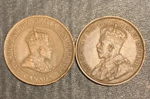 1906,1913  Canada 1 Cent ( 2 types )   lot # 1960 - Picture 1 of 6