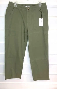 Elizabeth and James Winter Moss Green Patch Pocket Utility Crop Pants 4 NWTS! - Picture 1 of 5