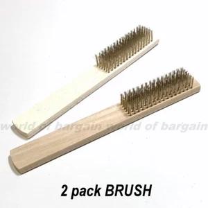 2 ct Soft Copper Bristle Steel WIRE BRUSH Wood Handle Rust Removal Cleaner Tool - Picture 1 of 4