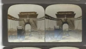Vintage Stereo Ansicht über die große Hängebrücke Budapest Ungarn - Bild 1 von 2