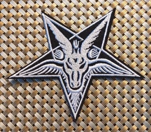 Pentagram Baphomet Embroidered Patch Iron-On Sew-On US ship witch satan evil - Picture 1 of 4