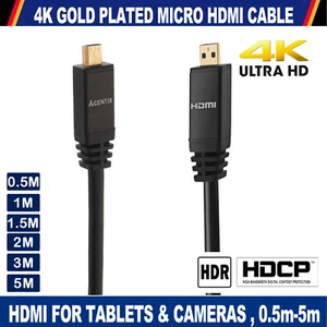 0.5 - 5m HDMI to Micro HDMI Male to Standard Male Cable Lead Full HD 1080p 4K TV - Picture 1 of 7