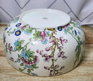 Antiguo tazón mezclador para servir ensalada pintado a mano árbol indio Aynsley China 8" - Imagen 1 de 17
