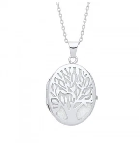 Medallón Árbol de la Vida Plata de Ley 16-18" Cadena Lujoso Embalaje 925 - Imagen 1 de 3