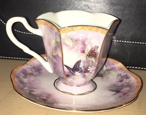 Lena Liu's "Flights of Fancy" Hexagon Cup & Saucer / Enchanted Wings Collection - Imagen 1 de 4