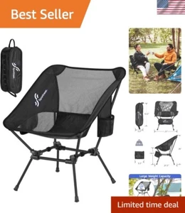 Kompakter schwarzer Campingstuhl mit strapazierfähigem Gestell & Seitentaschen für Abenteuer - Bild 1 von 13