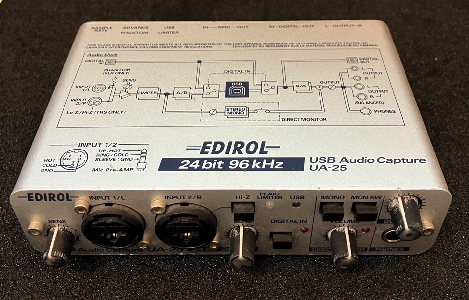 Roland Edirol UA-25 USB MIDI Interface Audio Capture 24bit 96kHz **AS IS** - Image 1 of 4