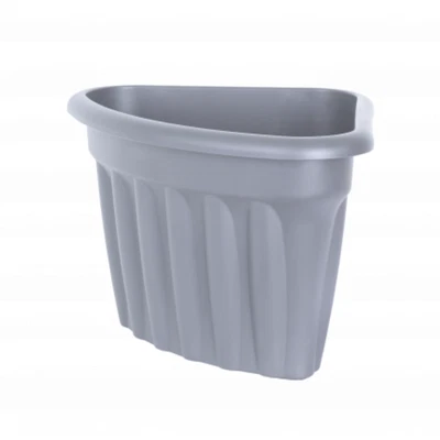 40cm Corner Plastic Pot Planter Grey Plastic Flower Pot Garden Decorative 20L - Image 1 of 4