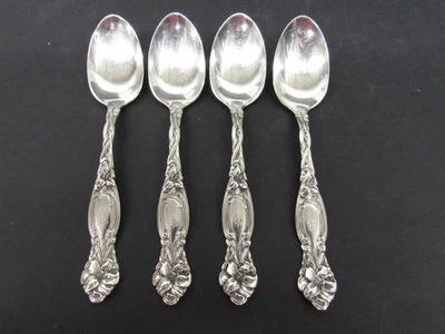 Conjunto de colheres Simpson Hall & Miller Frontenac lírio prata esterlina monogramado 4 peças - Imagem 1 de 4