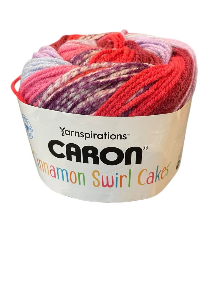 Caron Cinnamon Swirl Cakes Yarn STRAWBERRY SWIRL 8 Oz NEW Acrylic 4 Weight 407 y - Image 1 of 4