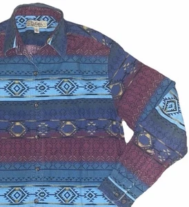 Cabela’s Men’s SouthWest Button Shirt Sz M Long Sleeve Aztec Cotton Peru Blue - Picture 1 of 11