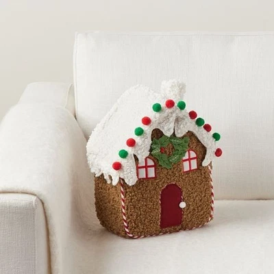 NEW!! POTTERY BARN GINGERBREAD HOUSE PILLOW Figural Plush Christmas Decor NEW!! - Image 1 of 4