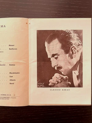 CLAUDIO ARRAU - Programa de recitales de piano 19/05/1954 Mozart, Brahms, Liszt Ravel etc. Foto 1 de 2