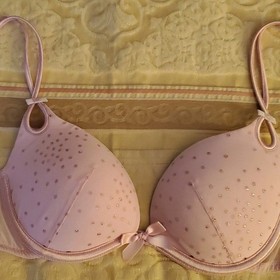 Victoria's Secret sexy little things Underwire Padded Bra 34A Pink glitter & bow