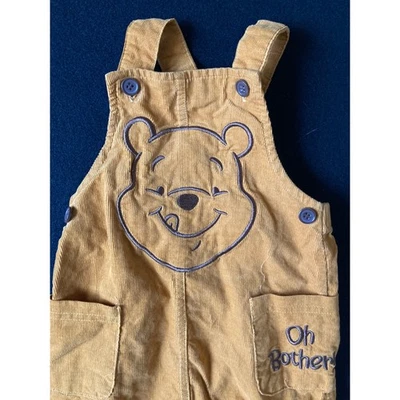 Disney Baby Winnie the Pooh Corduroy Overalls 6/9 Months Mustard Yellow Y2K - Image 1 of 4