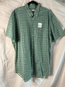 NWT Men's Sonoma button down shirt Size 3XLT Green Print Short Sleeve - Picture 1 of 9