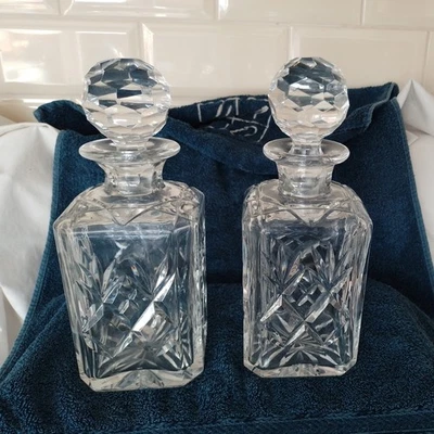 2 x Heavy cut glass decanters,crown mark on base. Webb Corbett, Royal Doulton ?. - Image 1 of 4