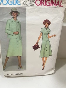 Vogue Designer Paris Original Molyneux Sewing Pattern 1372 A-Line Dress Jacket S - Picture 1 of 5