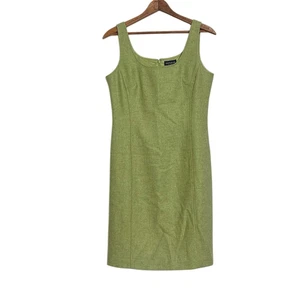 Vestido Vaina Ann Taylor Mezcla Lana Sin Mangas Forrado Tweed Verde Claro Talla 10P - Imagen 1 de 8