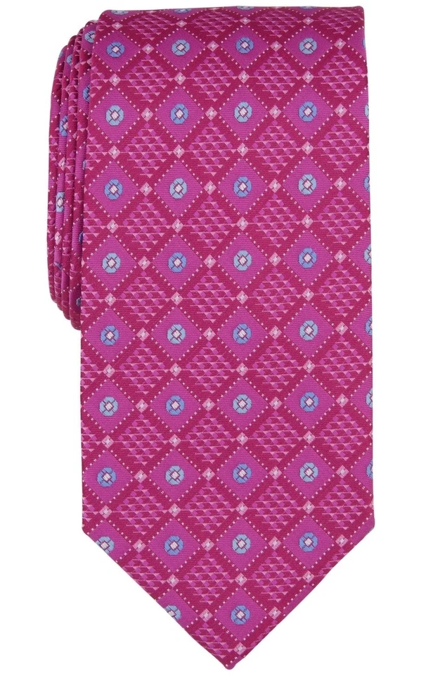New Perry Ellis Portfolio Magenta Laytone Diamond Medallion Neck Tie Necktie - Image 1 of 1