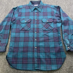 Franela de lana virgen Pendleton vintage para hombre grande L/S clásico a cuadros a cuadros - Imagen 1 de 7