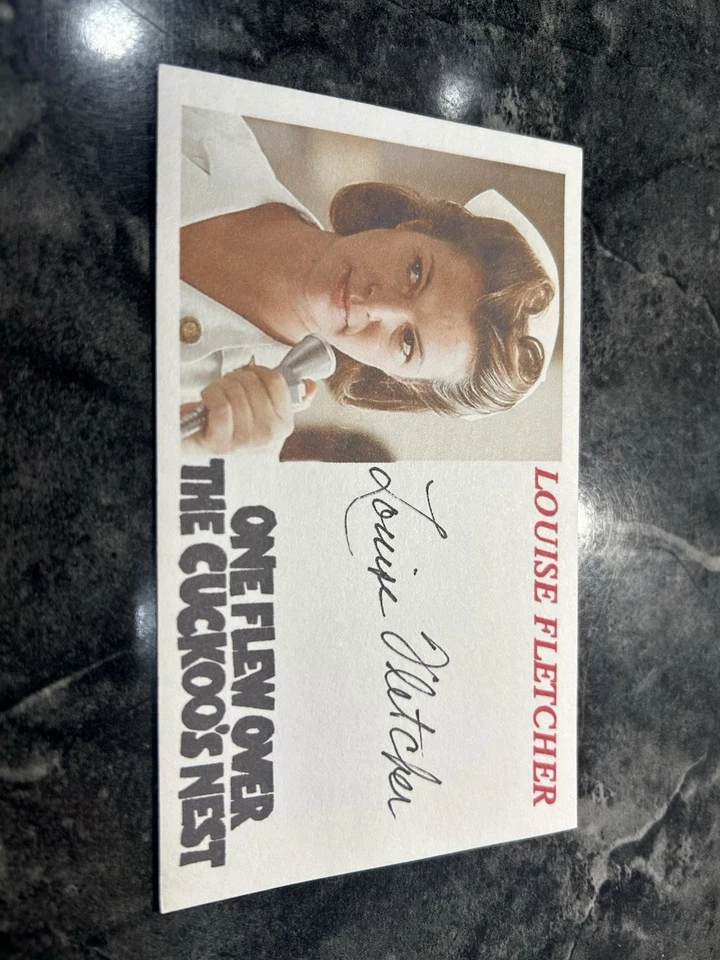 Tarjeta índice autografiada de Louise Fletcher 3x5 - enfermera con trinquete Foto 1 de 1
