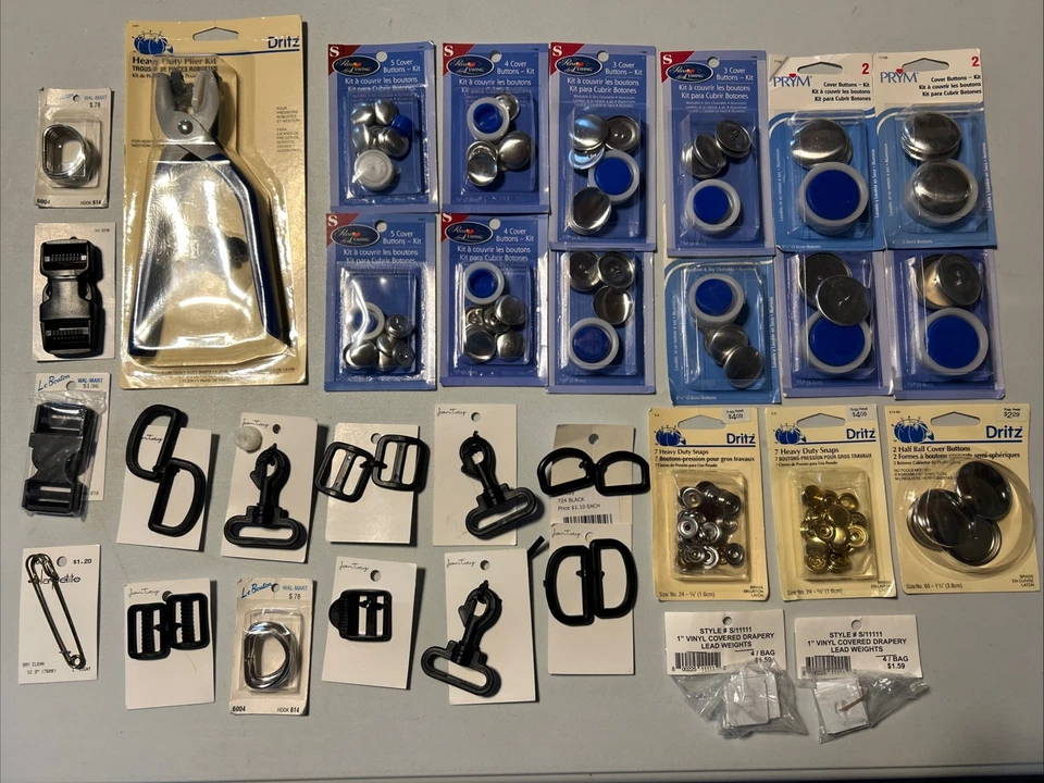 Gran Lote De Colección Kits De Botones De Cubierta Prym & Dritz, Broches De Presión, Kit De Alicate HD y Más Foto 1 de 4