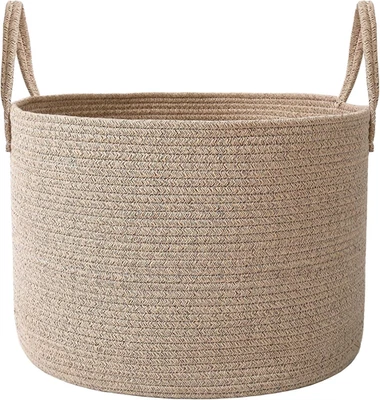 Woven Blanket Basket,65L Large Rope Storage Bin with Handles, Organizer for Blan - Image 1 of 4
