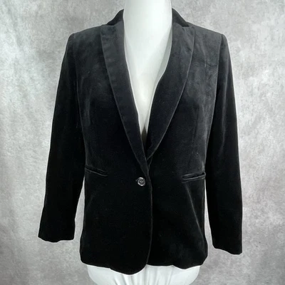 Blazer J.Crew Terciopelo Botón Único Parke en Negro Para Mujer Talla 4 Pequeño Foto 1 de 4