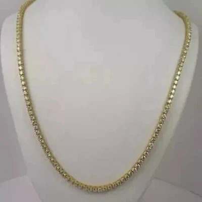 Women's Tennis Necklace 16CT Round Lab-Created Diamond 14K YellowGold Plated 18" - Image 1 of 4