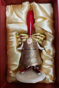 Department 56 Krinkles GOLD GLITTER BELL W/Red HANDLE & JEWELED BOX 796587-2 - Picture 1 of 6